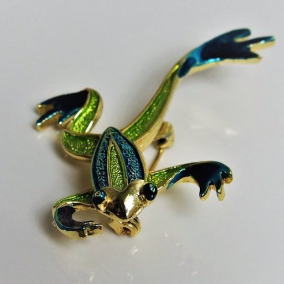 Steven Marc Jewelry - Vintage Steven Marc Enamel Frog Brooch